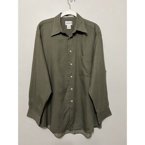 Vintage Alfani Button Up Shirt Mens 16 L Green Pocket Utility Grunge‎ 90s